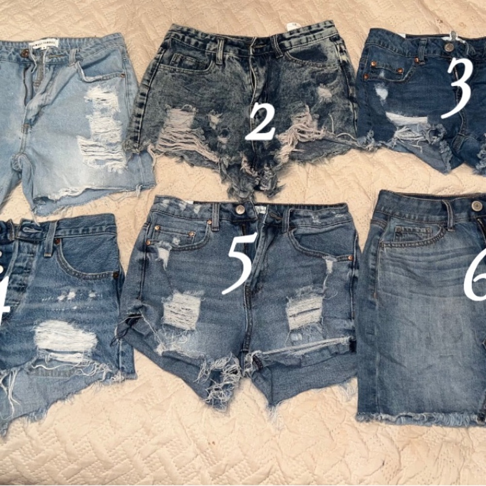 Set of Distressed Denim Shorts